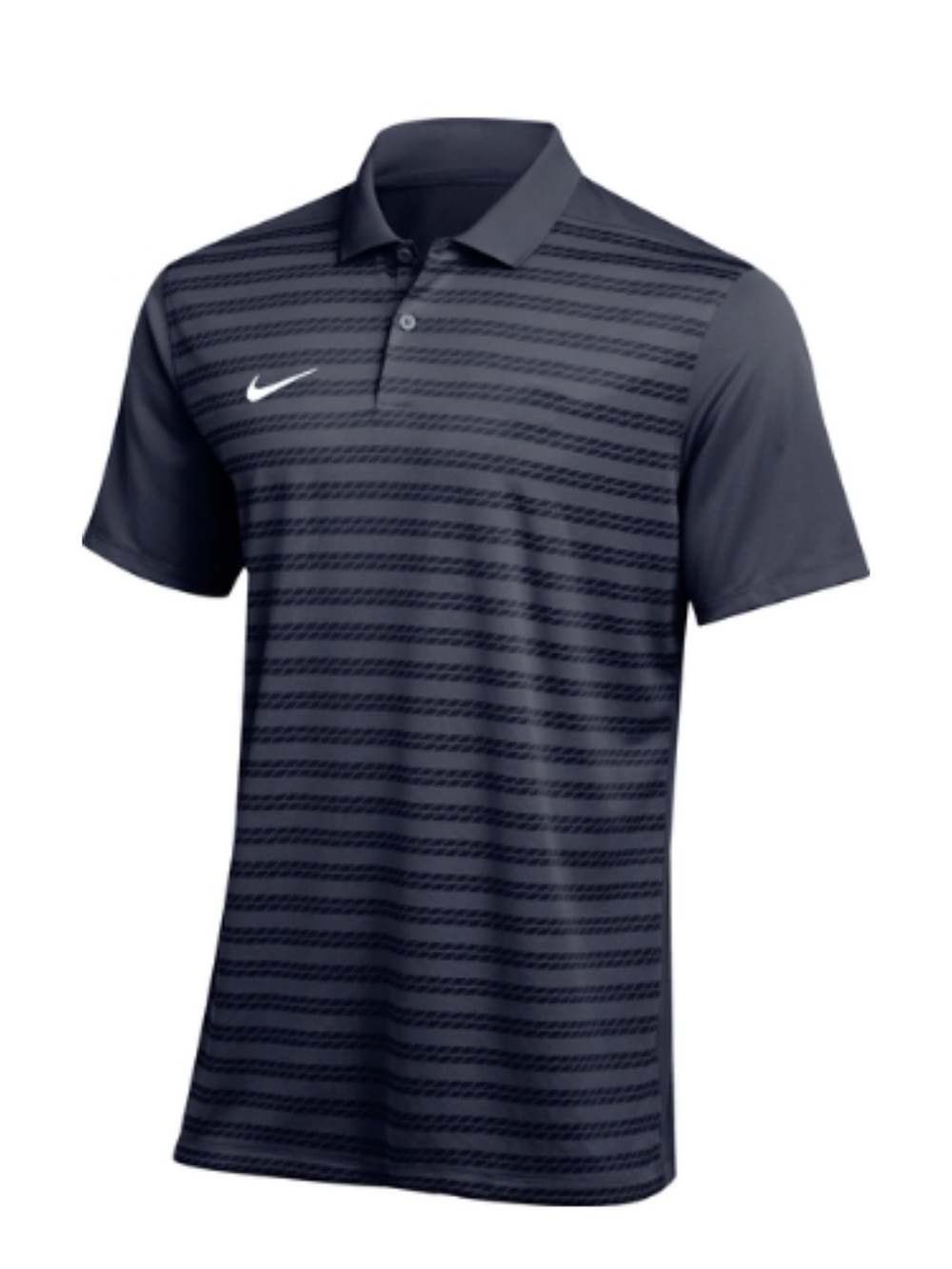 Nike Men's Dark Navy Horizontal Stripe Polo- Dri-Fit